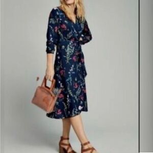 Vintage True Wrap Dark Floral MIDI Dress